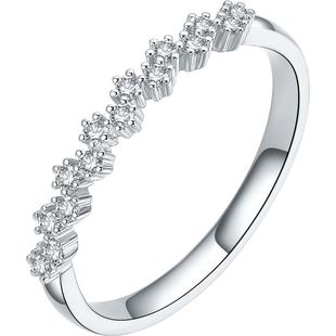 周六福戒指女S925银指环手饰满天星时尚送女友本命年礼物