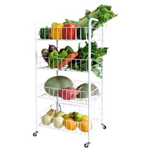厨房蔬菜置物架落地多层可移动小推车水果收纳篮碗架零食储物架子