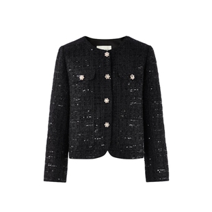 秋水伊人时尚对称口袋上衣2026年春季新款女气质经典小香风短外套