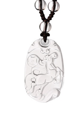 十二生肖属马天然白水晶吊坠