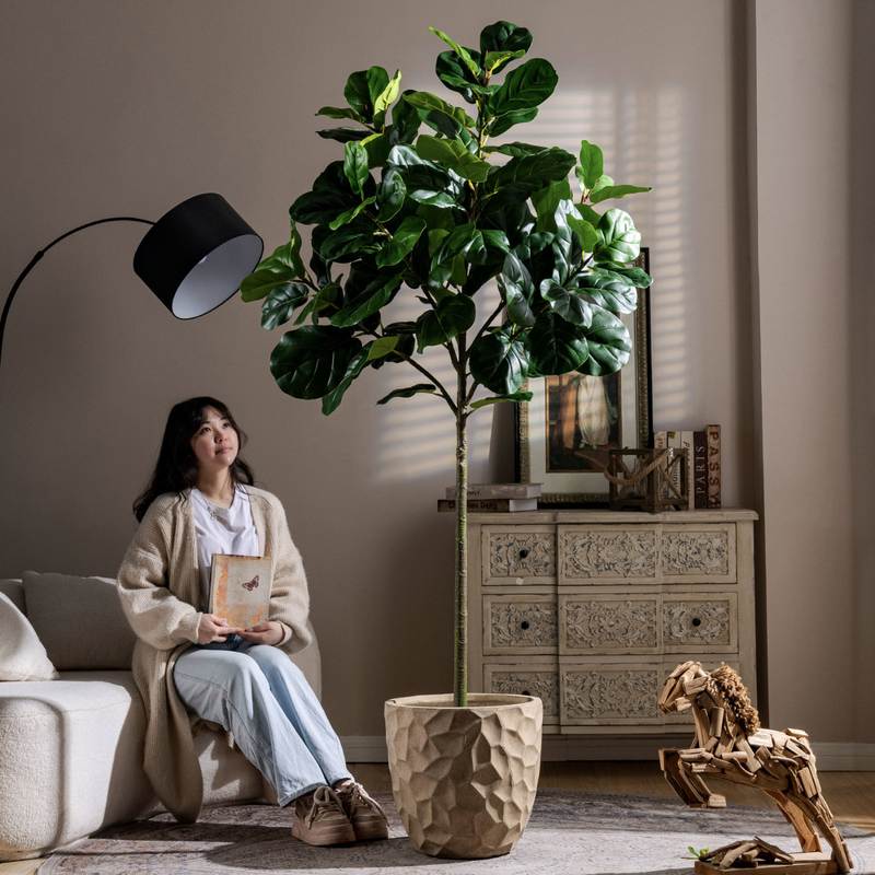 仿真琴叶榕室内客厅绿植造景装饰北欧大型榕树盆栽落地式假树摆件