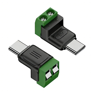 TYPE-C公转2P免焊接绿色端子转接头5VUSB快速连接器手机电脑充电