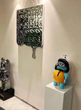 简约不锈钢水滴壁饰酒店客厅玄关高级感镜面水波纹壁挂餐厅装饰画