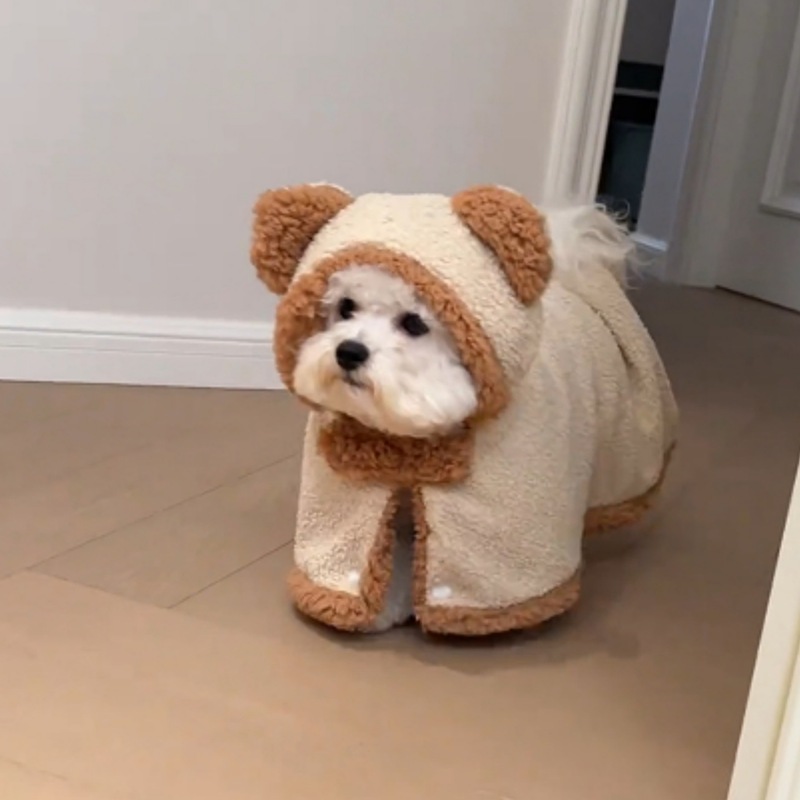 狗狗毛绒披风衣服中小型犬睡觉毛毯秋冬保暖加厚比熊宠物猫咪用品