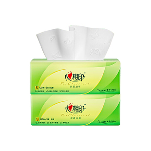 心相印茶语丝享抽纸100抽20包纸巾整箱家用卫生餐巾纸婴儿面巾纸