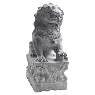 小石狮子一对墓前墓地装饰摆件坟地墓碑狮子天然石材防腐蚀耐风化