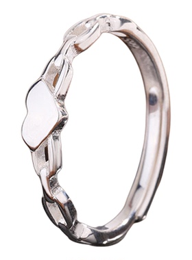 鱼头星星小众时尚指环S999纯银简约食指戒约会爆款爱心戒指女生