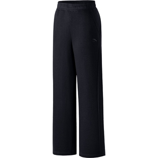 安踏弯刀裤窄版自由裤女休闲阔腿裤香蕉裤秋冬加绒直筒运动裤卫裤