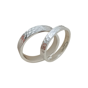 999纯银手工锤纹情侣戒指 简约闭口食指对戒足银素圈男女小指尾戒