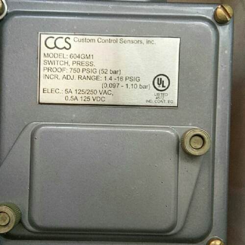 议价美国CCS 604GM1 压力开关 750PSIG  52bar   1.4-16PSIG