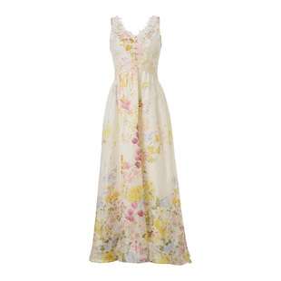 【管乐同款】MAXRIENY法式浪漫镂空刺绣连衣裙印花油画长裙气质感