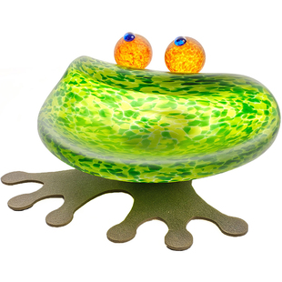 Borowski手工艺术玻璃 青蛙造型小零食碗果脯蜜饯碗家居装饰摆件