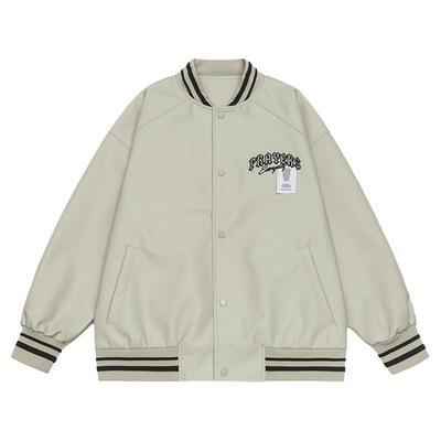 DPX秋季大码重工刺绣PU皮棒球服