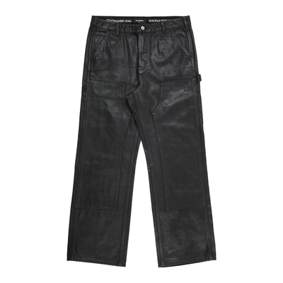 手工刷蜡棕榈蜡软胶涂层工装长裤