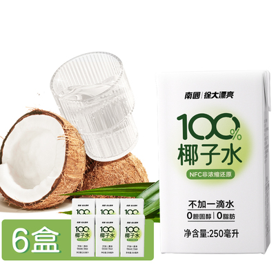 南国海南100%纯椰子水250ml*12盒