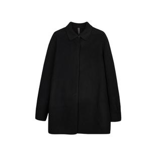 LESS冬季羊毛大衣女休闲翻领短款毛呢夹克含牦牛绒2N0611280