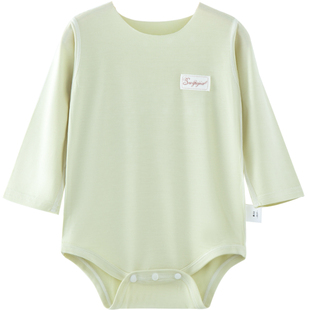 莫代尔婴儿包屁衣夏季男长袖薄款宝宝睡衣女三角哈衣夏无骨空调服