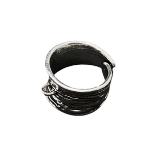 水晶diy配饰复古合金仿银做旧工艺古典开口戒指树叶流苏提溜配件