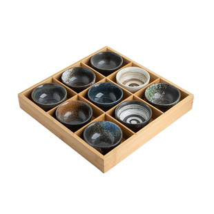 日式九宫格餐盘火锅餐具烤肉店特色创意竹木分格盘菜碟寿司酱料碗
