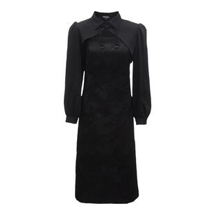 Vero Moda奥莱连衣裙秋冬新款优雅长袖两件套刺绣气质新中式裙子