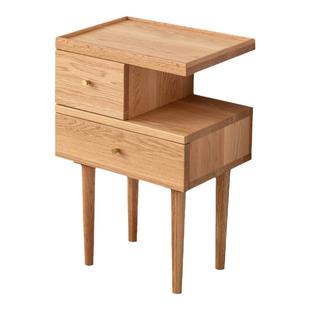 北美进口红橡木床头柜卧室异形床边柜小户型迷你收纳柜储物柜简约