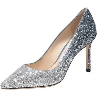 【自营】Jimmy Choo周仰杰 女士高跟鞋 ROMY 85 BRE单鞋脚蹬银蓝