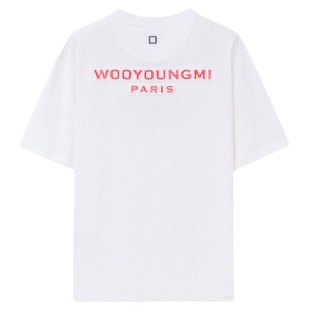 新品WOOYOUNGMI26春夏男士潮流时尚日常舒适刺绣LOGO款短袖T恤