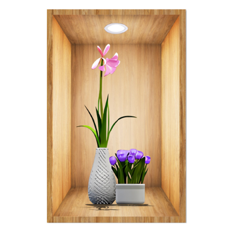 3D效果盆栽贴画过道楼梯三联自粘装饰画餐厅宾馆墙面立体自粘画