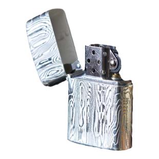 纯银打火机990纯银外壳半手工定制刻字 配zippo内胆煤油防风木纹