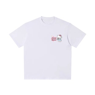 美式卡通kt猫260g重磅纯棉短袖t恤女装夏季新款宽松大码学生T上衣