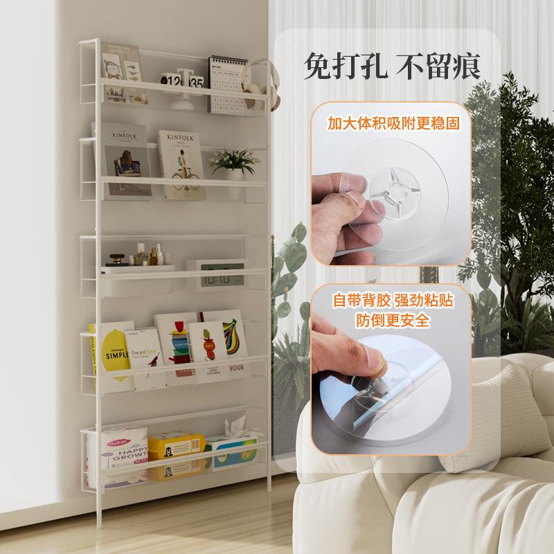 门后置物架家用极窄收纳地背书柜本超薄免绘打孔儿童收纳柜式置门