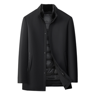 狄斯仑鹅绒羽绒服男士高端2025冬季新款商务保暖水貂毛领内胆外套