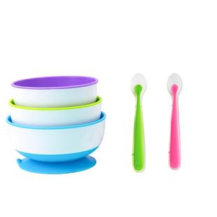 美国munchkin满趣健麦肯齐婴儿硅胶勺子宝宝吸盘碗辅食碗餐具套装
