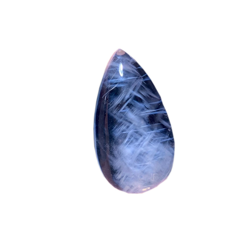 天然异象蓝针水晶吊坠雕刻件水晶