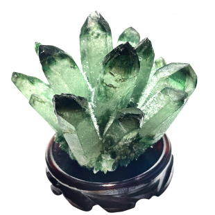 天然绿幽灵绿水晶簇原石摆件手链消磁石家居办公室装饰礼品摆件