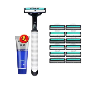 刮胡刀手动剃须双层刀片2层剃须刀男士胡须刀头不锈钢刮脸刀头架