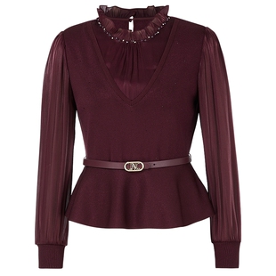 【秀场同款】NAERSI娜尔思气质上衣女春秋季通勤时尚半裙套装