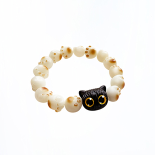 emo可爱炭烤猫爪小黑猫手链情侣手串轻奢饰品百搭高级感配饰环