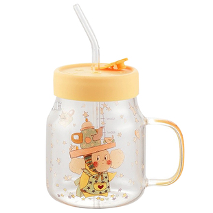 星星人周边正版联名耐高温玻璃杯带盖吸管杯牛奶杯刻度胖胖杯女生