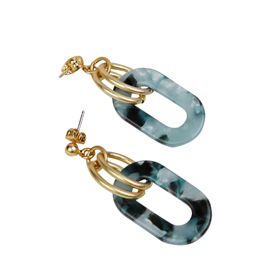 铜镀金醋酸纹理亚克力法式耳环