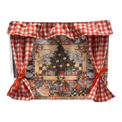 魔术贴窗帘挂布圣诞氛围少女粉格