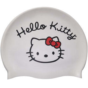 经典黑白色猫头硅胶游泳帽hellokitty成人儿童通用加大护耳包邮