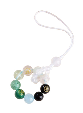 遇见普陀山五行补缺金水土男女天然多宝水晶平衡五福手机u盘挂件