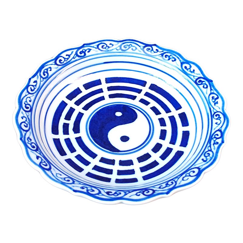 景德镇手绘青花瓷太极八卦茶托