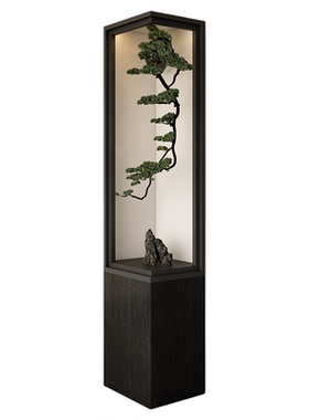 仿真绿植室内转角悬浮橱窗垂直微景观植物玄关新中式别墅装饰摆件