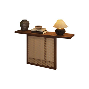 中古风橡木玄关桌长条几家用原木中式靠墙条案装饰入户玄关台案台