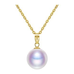 黛米耀丽 18K金正圆白色akoya海水珍珠项链单颗颈链吊坠-配证书