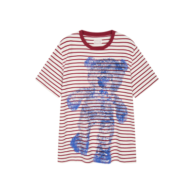 UOOYAA小熊印花条纹T恤