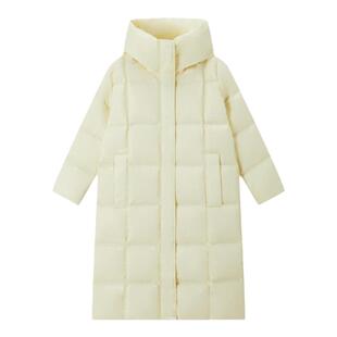 【陈都灵同款】森马羽绒服女长款保暖2025冬季新款白色连帽外套潮