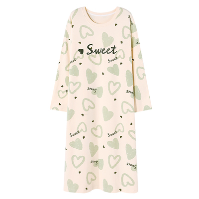 浪莎睡裙女士长袖纯棉可爱连衣裙